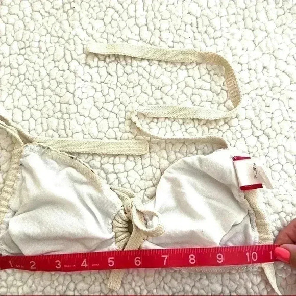 Hotkiss Knitted Striped Spaghetti Strap Tie Accent Bikini Set Size M - Picture 13 of 14